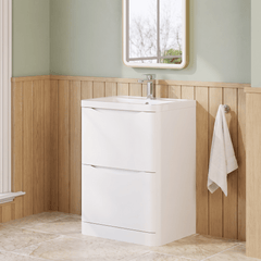 [BFAC101A] Dunwood Contemporary 2 Drawer Floor Standing Vanity Basin Unit, Choice of Size and Colour