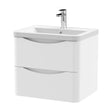 [BFAC102A] Dunwood Contemporary 2 Drawer Wall Hung Vanity Unit with Basin, Satin White, 600mm - Cutout
