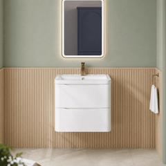 [BFAC102A] Dunwood Contemporary 2 Drawer Wall Hung Vanity Unit with Basin, Choice of Size and Colour