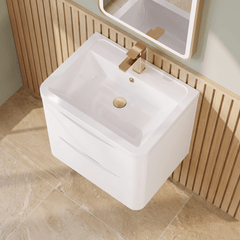 [BFAC102A] Dunwood Contemporary 2 Drawer Wall Hung Vanity Unit with Basin, Choice of Size and Colour