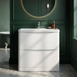 [BFAC103A] Dunwood Contemporary 2 Drawer Floor Standing Vanity Unit with Basin, Satin White, 800mm - Silo