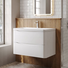 [BFAC104A] Dunwood Contemporary 2 Drawer Wall Hung Vanity Unit with Basin, Choice of Size and Colour