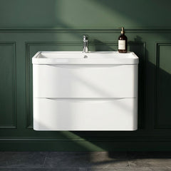 [BFAC104] Dunwood Wall Hung 2 Drawer Vanity Unit with Polymarble Basin, Choice of Size and Colour - Silo