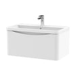 [BFAC106] Balterley Arch Contemporary Bathroom Wall Hung 1 Drawer Vanity & Polymarble Basin, Satin White, 800mm - Cutout