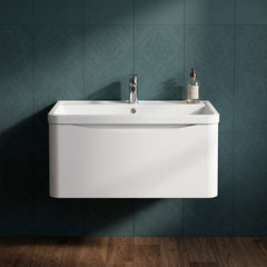 [BFAC106] Dunwood Wall Hung 1 Drawer Vanity Unit with Polymarble Basin, Choice of Size and Colour - Silo