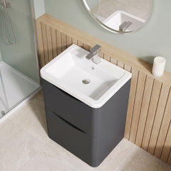 [BFAC1401A] Dunwood Contemporary 2 Drawer Floor Standing Vanity Basin Unit, Choice of Size and Colour