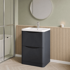 [BFAC1401A] Dunwood Contemporary 2 Drawer Floor Standing Vanity Basin Unit, Choice of Size and Colour