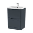 [BFAC1401] Balterley Arch Contemporary Bathroom Floor Standing 2 Drawer Vanity & Polymarble Basin, Dark Grey, 600mm - Cutout
