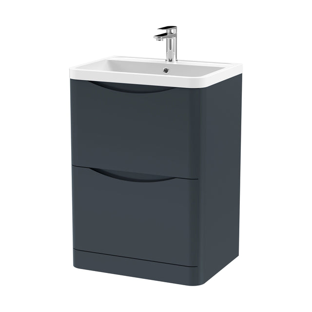 [BFAC1401] Balterley Arch Contemporary Bathroom Floor Standing 2 Drawer Vanity & Polymarble Basin, Dark Grey, 600mm - Cutout