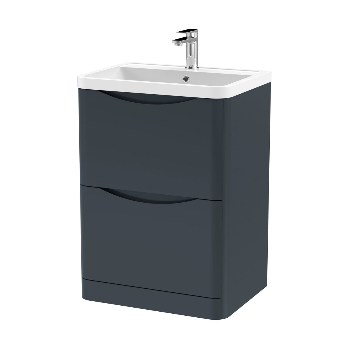[BFAC1401] Dunwood Floor Standing 2 Drawer Vanity Unit with Polymarble Basin, Choice of Size and Colour - Cutout