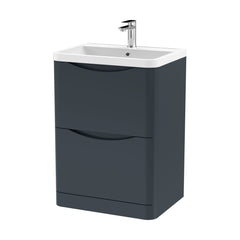 [BFAC1401] Dunwood Floor Standing 2 Drawer Vanity Unit with Polymarble Basin, Choice of Size and Colour - Cutout