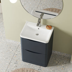 [BFAC1401] Dunwood Floor Standing 2 Drawer Vanity Unit with Polymarble Basin, Choice of Size and Colour