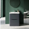 [BFAC1401] Dunwood Floor Standing 2 Drawer Vanity Unit with Polymarble Basin, Choice of Size and Colour - Silo