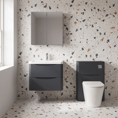 [BFAC1402A] Dunwood Contemporary 2 Drawer Wall Hung Vanity Unit with Basin, Choice of Size and Colour
