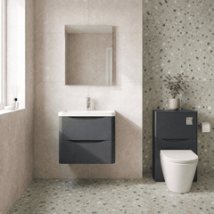 [BFAC1402A] Dunwood Contemporary 2 Drawer Wall Hung Vanity Unit with Basin, Choice of Size and Colour