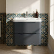 [BFAC1402A] Dunwood Contemporary 2 Drawer Wall Hung Vanity Unit with Basin, Dark Grey, 600mm - Silo