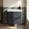 [BFAC1402A] Dunwood Contemporary 2 Drawer Wall Hung Vanity Unit with Basin, Choice of Size and Colour - Silo