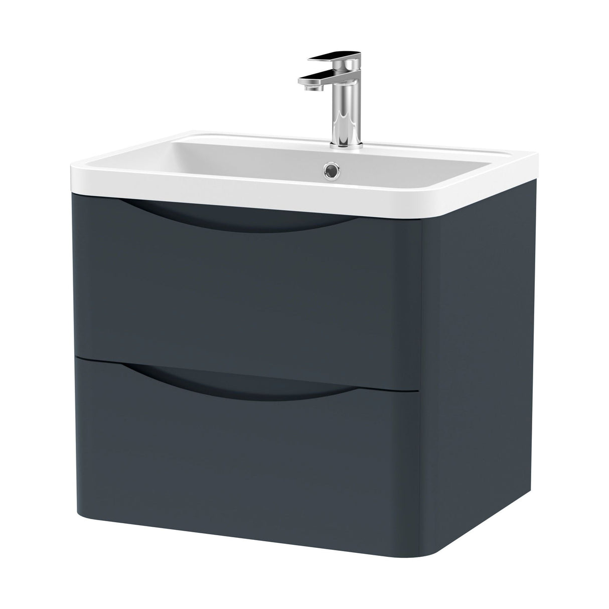 [BFAC1402] Balterley Arch Wall Hung 2 Drawer Bathroom Vanity Unit & Polymarble Basin, Dark Grey, 550mm - Cutout