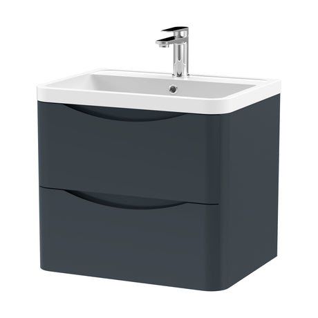 [BFAC1402] Balterley Arch Wall Hung 2 Drawer Bathroom Vanity Unit & Polymarble Basin, Dark Grey, 550mm - Cutout