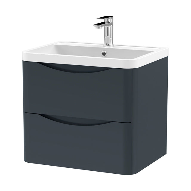 [BFAC1402] Balterley Arch Wall Hung 2 Drawer Bathroom Vanity Unit & Polymarble Basin, Dark Grey, 550mm - Cutout