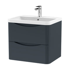 [BFAC1402] Dunwood Wall Hung 2 Drawer Vanity Unit with Polymarble Basin, Choice of Size and Colour - Cutout