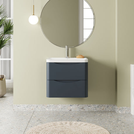 [BFAC1402] Balterley Arch Wall Hung 2 Drawer Bathroom Vanity Unit & Polymarble Basin, Dark Grey, 550mm - Lifestyle 1