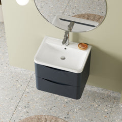 [BFAC1402] Dunwood Wall Hung 2 Drawer Vanity Unit with Polymarble Basin, Choice of Size and Colour