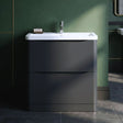 [BFAC1403A] Dunwood Contemporary 2 Drawer Floor Standing Vanity Unit with Basin, Dark Grey, 800mm - Silo