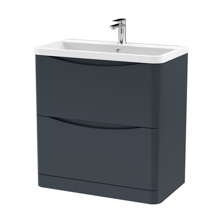[BFAC1403] Balterley Arch Floor Standing 2 Drawer Bathroom Vanity Unit & Polymarble Basin, Dark Grey, 755mm - Cutout