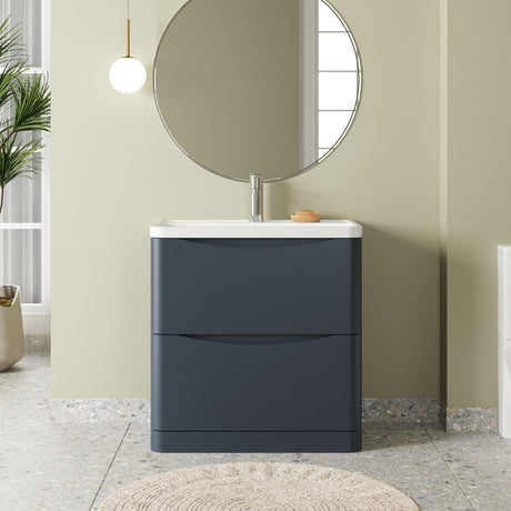 [BFAC1403] Balterley Arch Floor Standing 2 Drawer Bathroom Vanity Unit & Polymarble Basin, Dark Grey, 755mm - Lifestyle 1