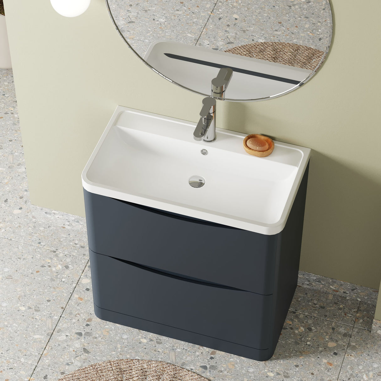 [BFAC1403] Balterley Arch Floor Standing 2 Drawer Bathroom Vanity Unit & Polymarble Basin, Dark Grey, 755mm - Lifestyle 2