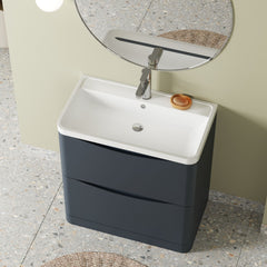 [BFAC1403] Balterley Arch Floor Standing 2 Drawer Bathroom Vanity Unit & Polymarble Basin, Dark Grey, 755mm - Lifestyle 2