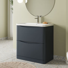 [BFAC1403] Dunwood Floor Standing 2 Drawer Vanity Unit with Polymarble Basin, Choice of Size and Colour