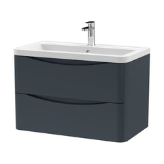 [BFAC1404A] Dunwood Contemporary 2 Drawer Wall Hung Vanity Unit with Basin, Dark Grey, 800mm - Cutout