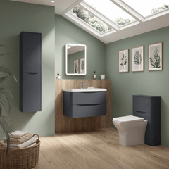 [BFAC1404A] Dunwood Contemporary 2 Drawer Wall Hung Vanity Unit with Basin, Choice of Size and Colour