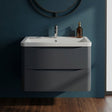 [BFAC1404A] Dunwood Contemporary 2 Drawer Wall Hung Vanity Unit with Basin, Dark Grey, 800mm - Silo