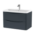 [BFAC1404] Balterley Arch Wall Hung 2 Drawer Bathroom Vanity Unit & Polymarble Basin, Dark Grey, 755mm - Cutout