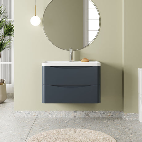 [BFAC1404] Balterley Arch Wall Hung 2 Drawer Bathroom Vanity Unit & Polymarble Basin, Dark Grey, 755mm - Lifestyle 1