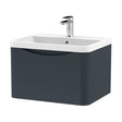 [BFAC1405] Balterley Arch Wall Hung 1 Drawer Bathroom Vanity Unit & Polymarble Basin, Dark Grey, 550mm - Cutout