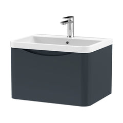 [BFAC1405] Balterley Arch Wall Hung 1 Drawer Bathroom Vanity Unit & Polymarble Basin, Dark Grey, 550mm - Cutout