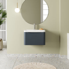 [BFAC1405] Balterley Arch Wall Hung 1 Drawer Bathroom Vanity Unit & Polymarble Basin, Dark Grey, 550mm - Lifestyle 1
