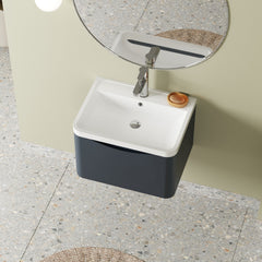 [BFAC1405] Balterley Arch Wall Hung 1 Drawer Bathroom Vanity Unit & Polymarble Basin, Dark Grey, 550mm - Lifestyle 2