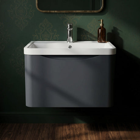 [BFAC1405] Dunwood Wall Hung 1 Drawer Vanity Unit with Polymarble Basin, Choice of Size and Colour - Silo