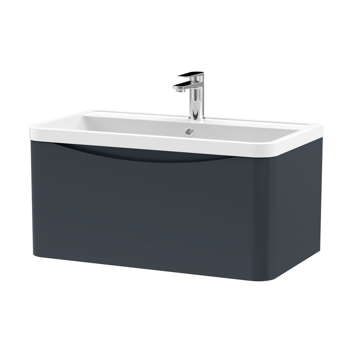 [BFAC1406] Balterley Arch Wall Hung 1 Drawer Bathroom Vanity Unit & Polymarble Basin, Dark Grey, 755mm - Cutout
