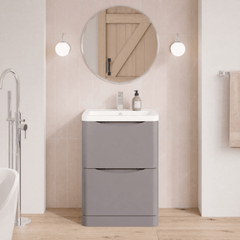 [BFAC201A] Dunwood Contemporary 2 Drawer Floor Standing Vanity Basin Unit, Choice of Size and Colour