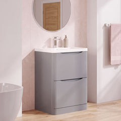 [BFAC201A] Dunwood Contemporary 2 Drawer Floor Standing Vanity Basin Unit, Choice of Size and Colour