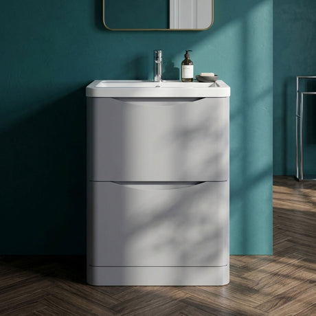 [BFAC201A] Dunwood Contemporary 2 Drawer Floor Standing Vanity Basin Unit, Choice of Size and Colour - Silo