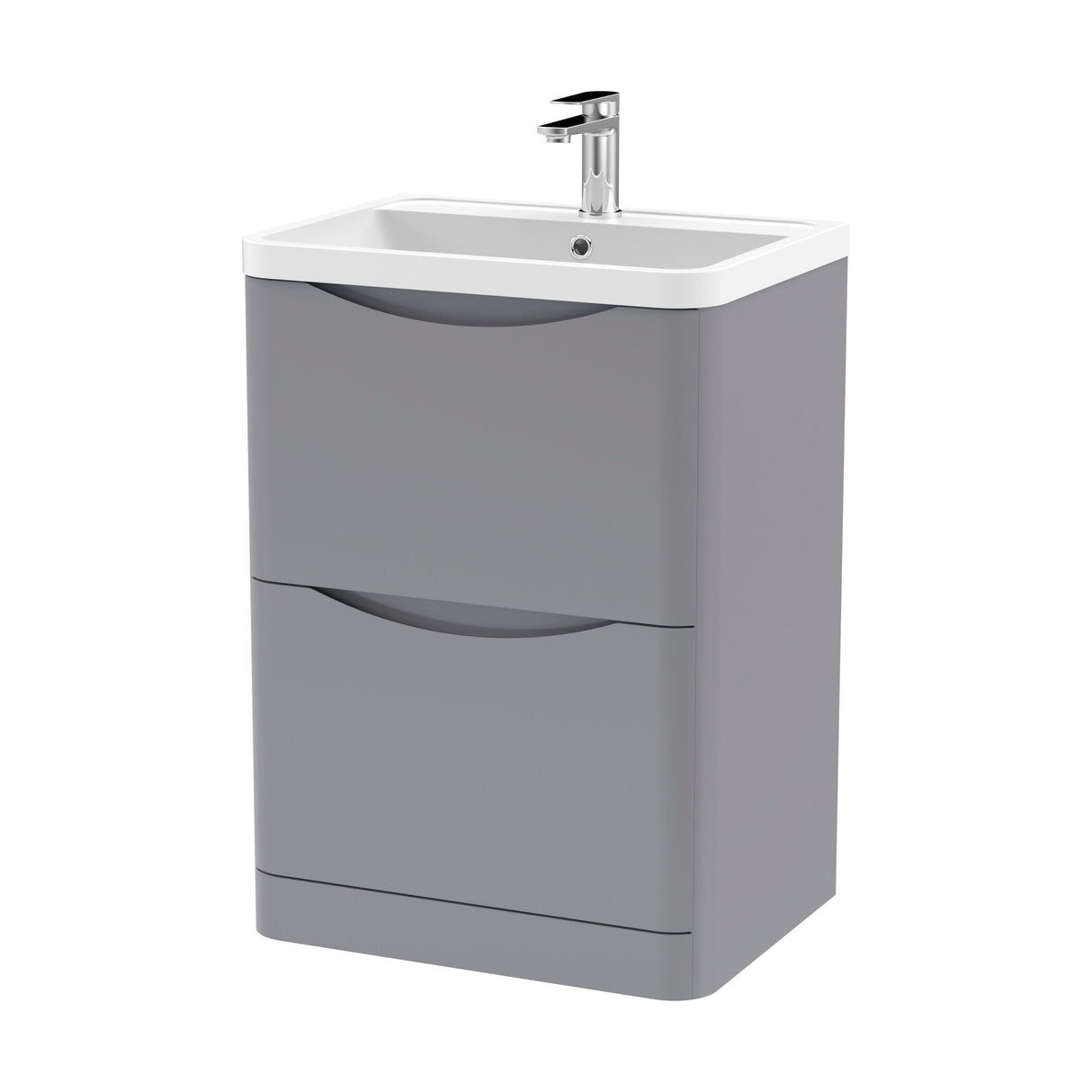 [BFAC201] Dunwood Floor Standing 2 Drawer Vanity Unit with Polymarble Basin, Choice of Size and Colour - Cutout