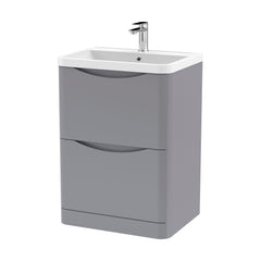 [BFAC201] Dunwood Floor Standing 2 Drawer Vanity Unit with Polymarble Basin, Choice of Size and Colour - Cutout