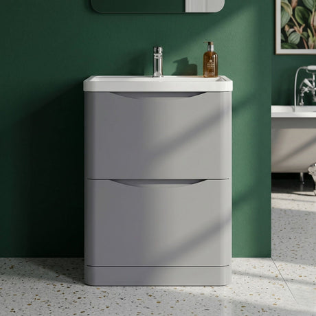 [BFAC201] Dunwood Floor Standing 2 Drawer Vanity Unit with Polymarble Basin, Choice of Size and Colour - Silo